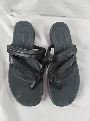 Rockport Leather Black Hook And Loop Sandals Mens 9 • $29