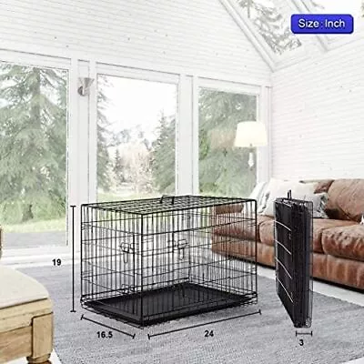 24 /30 /36 /42 /48 Dog Crate Dog Cage Foldable Metal Dog Kennel W/Removable Tray • $40.99