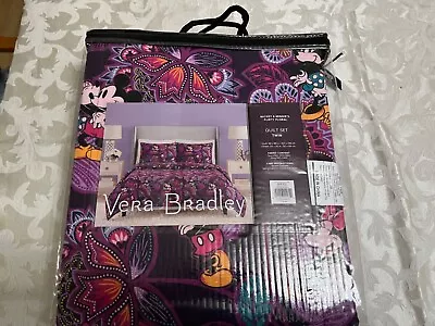 NEW Vera Bradley & Disney MICKEY & MINNIE'S FLIRTY FLORAL Quilt Set - SIZE TWIN • $129