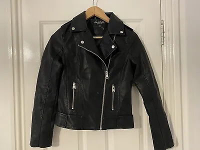 BNWOT Women Black Biker Leather Jacket Size UK 6  From Miss Selfridge RRP £45 • £29.99