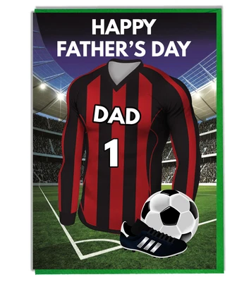 £3.49 • Buy Fathers Day Football Card For A Dad - Red, White & Black Team Shirt /Colours