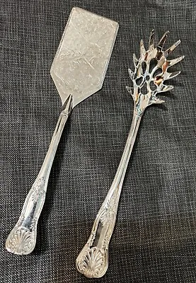 Kings Design EPNS A1 Sheffield England Silver Plate Pasta Spoon & Cake Spatula • $25