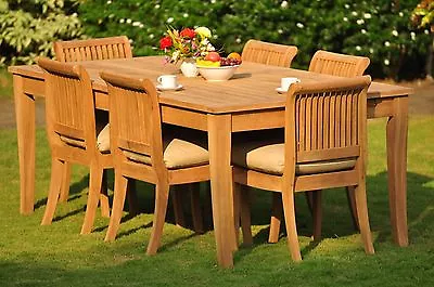 Giva A-Grade Teak 7 Pc Dining Atnas Rectangle Table Armless Chair Outdoor Set • $3827.44