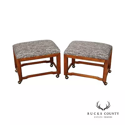 Drexel Heritage Mid Century Modern Pair Rolling Ottomans • $695