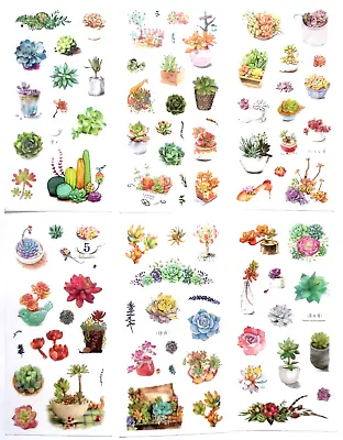 CACTUS STICKERS Plant Leaf Flower Travel Scrapbook Journal Card Art Craft Deco • £1.99