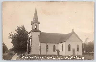 Lake Mills IA~United Lutheran Church~Bell Inside Steeple~Arch Windows~RPPC C1910 • $11.20