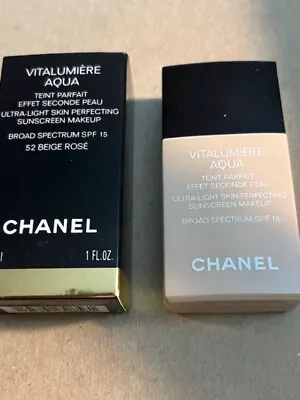 CHANEL VITALUMIERE AQUA 52 BEIGE ROSE UltraLight Skin Perfecting Sunscreen SPF15 • $41.98