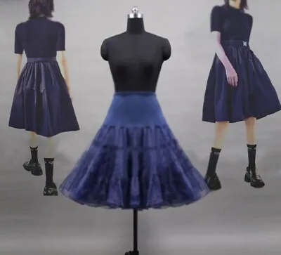 Navy Retro Tutu Skirt Women 50s Underskirt Vintage Rockabilly Tulle Petticoat • £10.94