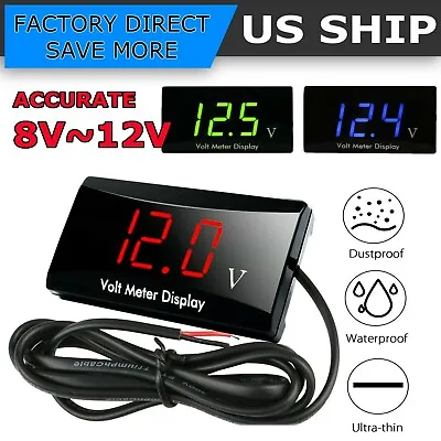12V Digital LED Display Voltmeter Voltage Gauge Panel Meter For Car Motorcycle  • $6.75