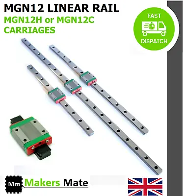 MGN12 LINEAR RAIL BEARING GUIDE SLIDE CARRIAGES BLOCK MGN12C Or MGN12H CNC • £30.99