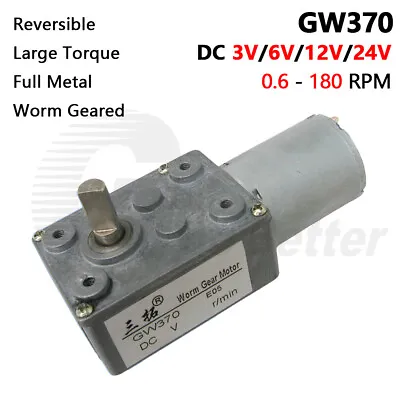 GW370 Mini Worm Gearbox Motor DC 3V 6V 12V 24V Reversible High Torque 0.6-180RPM • $16.75