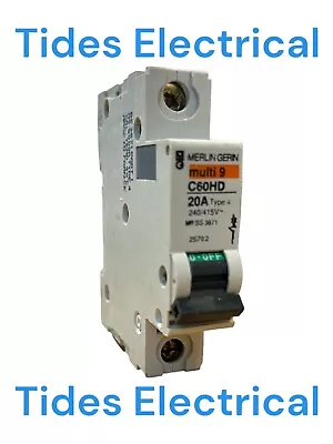 Merlin Gerin MCB 20 Amp Single Pole Breaker Type D 20A Multi9 C60HD120 25702 • £6.99