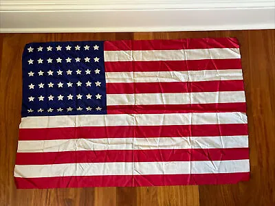 American Flag 1912 Through 1959 34  X 23  Silk 48 Stars Vintage United States • $49.95