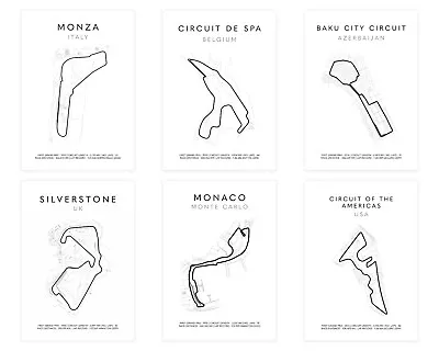 F1 Formula One Poster Grand Prix Racing Track Circuit Outline Print Gift For Him • £48