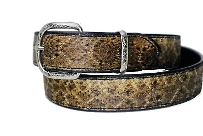 Mens Leather Belts Custom Handmade Rattle Snake Belt With Silver Color  Buckle   • $185