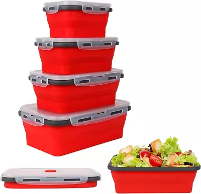 DRSUMLF Collapsible Silicone Food Storage Container With LidPortable Lunch Box • £18.68