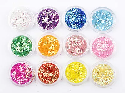 £1.75 • Buy 1mm Chunky Hexagon Glitter Pot Nail Art Face Body Eye Shadow Craft Paint Tattoo
