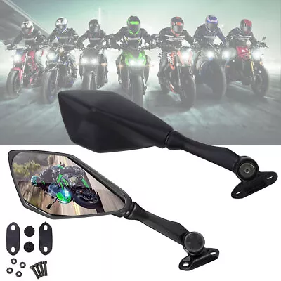 2X Black Motorcycle Rearview Side Mirrors For Kawasaki Ninja 300R EX300 2013-17 • $22.69