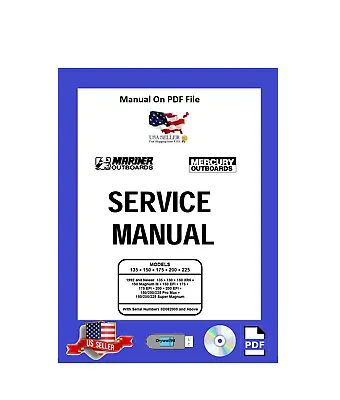Mercury/Mariner Service Manual 135/150/175/200/225 2 Stroke PDF • $14.95