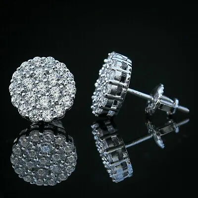 2Ct Round Cut Lab Created Men's Cluster Stud Earrings 14K White Gold Plated • £44.85
