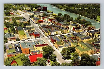 Monroe MI-Michigan Aerial Business Section Of Monroe Antique Vintage Postcard • $7.99