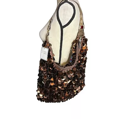 NWT Sequin Hobo Bag Bronze Large Sequin Zipper Top • $49