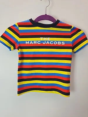 Marc Jacobs Boys Multi Coloured Striped Logo T-Shirt Size 4 Years **** V27 • £27.54