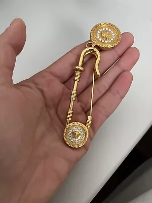 £229 • Buy Versace Medusa Safety Pin Brooch, Never Worn, No Scratch, Genuine