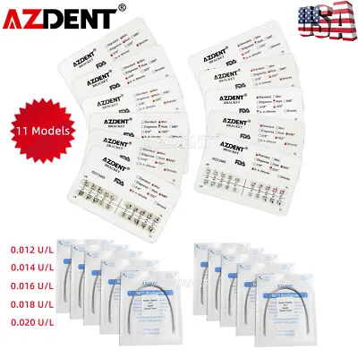 AZDENT Dental Orthodontic Metal Brackets Braces/Super Elastic Niti Arch Wires US • $200.25