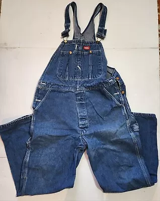 Vintage Mens Dickies Blue Denim  Carpenter  Overalls 36x30 Button Fly USA Made  • $40