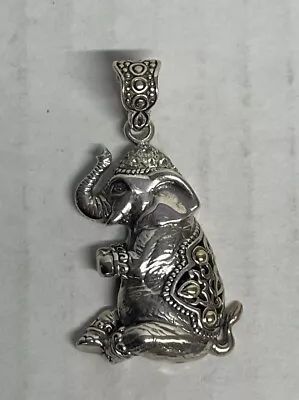 QVC  Sterling Silver & 18K Gold Artisan Crafted Elephant Pendant .31g • £92.34