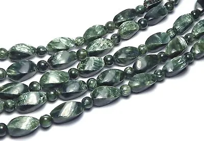 16  Strand RUSSIAN SERAPHINITE 6mm Round 16mm Twist Beads NATURAL • $71.50