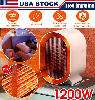 1200W Electric Ceramic Space Heater Mini Fan Room Adjustable Thermostat Portable • $20.99