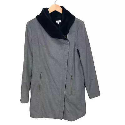 Tobi Anabel Wool Blend Coat Jacket Poncho Side Asymmetrical Zip Grey Black S • $29.99
