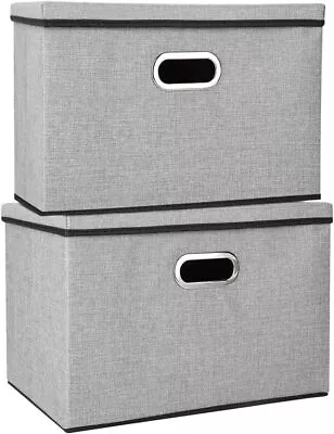 2x Foldable Storage Box With Lids 45x30x30cm Large Collapsible Storage Cube UK • £13.89