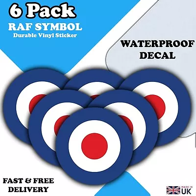 6 PACK - RAF Roundel Stickers - Car Van Lorry Bike Vinyl Decal - Royal Air Force • £3.29