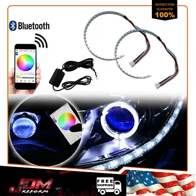 Bluetooth Wireless Control RGB LED Demon Eye Halo Ring Headlight Projector Hot • $24.99