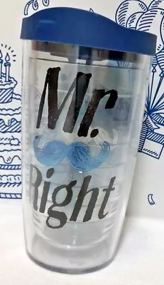 Tervis Tumbler Company Mr Right 16oz Tumbler Mustache Travel Cup Top Blue Mug • $15.99