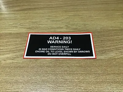 £6.50 • Buy Massey Ferguson 165 Tractor Warning Service Daily Decal