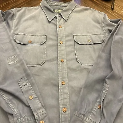 Ralph Lauren Polo Country Button Down Vintage Size XL Distressed Blue • $47