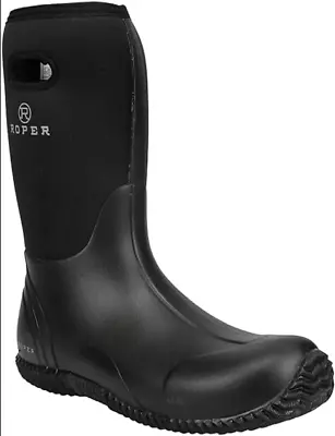 Mens Muck Rain Boots Size 11/12 Rubber Pull On Mid Calf W/ Pull On Handles Black • $42