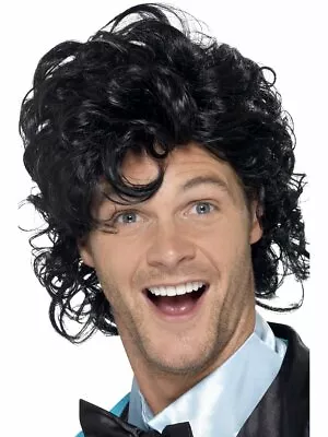 Mens Short Black Messy Hair Wig Prince Parody Wavy Jheri Curl Afro Adult Perm • $18.99