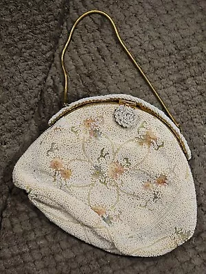 Vintage Beaded Purse Hand Made In France Small Handbag With Handles • $40