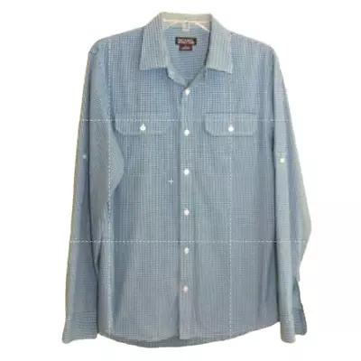 Michael Michael Kors Button Down Shirt Men's Sz M Blue White Gingham Long Sleeve • $15.74