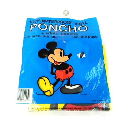 Vintage Disney World Mickey Mouse Rain Poncho Adult One Size Fits All • $5.99