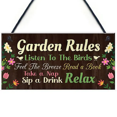 £3.99 • Buy Garden Signs And Plaques For Outside Garden Rules Sign Novelty Hanging Plaque