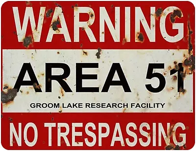 Vintage Metal Retro Garage Bar Pub Man Cave Us Area 51 Do Not Enter Warning Sign • £3.99