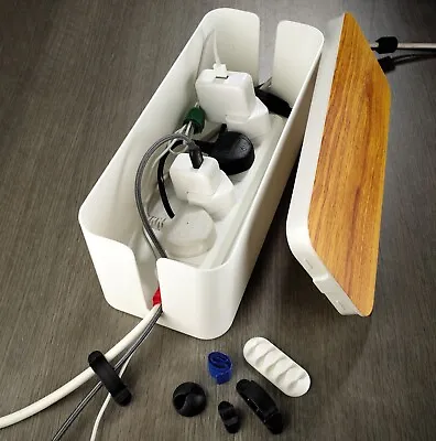 Cable Management Organiser Box For Home Or Office Conceal Hide Cables & Leads • £23.95