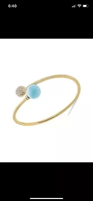 Marco Bicego 18K Turquoise And Diamond Africa Pave Hugging Bangle Bracelet • $3185