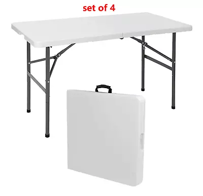 4PCS Portable 4FT Plastic Folding Table For Picnic Camping W/ Handle In/Outdoor • $172.58